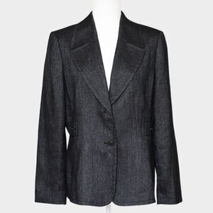 TAHARI ASL Metallic Herringbone Blazer Gray Size 10